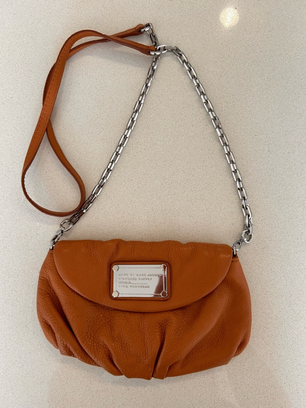 Marc by Marc Jacobs Cognac Leather Shoulder Bag with Chain